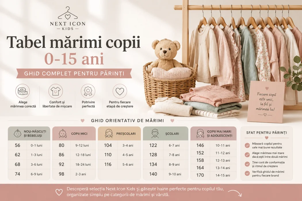 Tabel mărimi copii: ghid complet pentru vârste între 0 și 15 ani