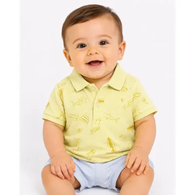 Tricou Bumbac Zara Baby galben Cu imprimeu pentru Baieti 74