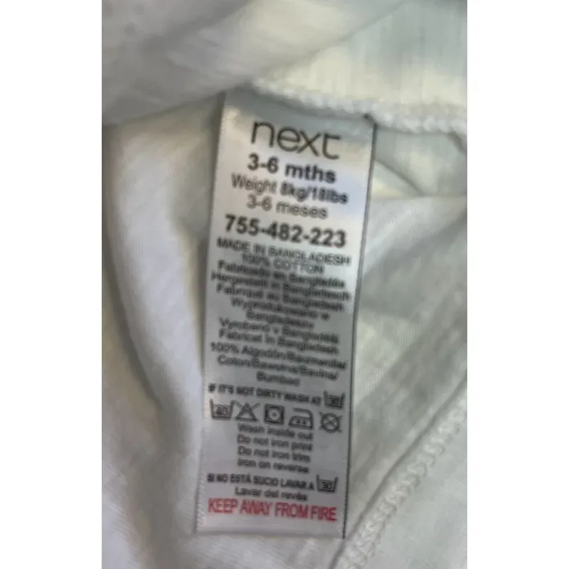Tricou Bumbac Next Baby alb negru Cu imprimeu pentru Baieti 68