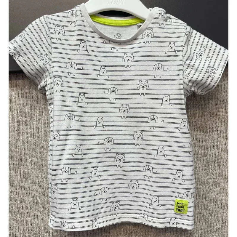 Tricou Bumbac Baby alb gri Cu imprimeu pentru Baieti 74
