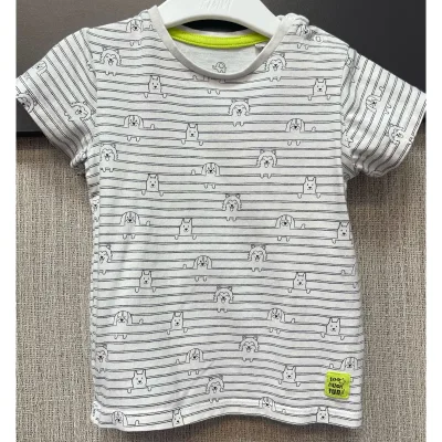 Tricou Bumbac Baby alb gri Cu imprimeu pentru Baieti 74 foto 2