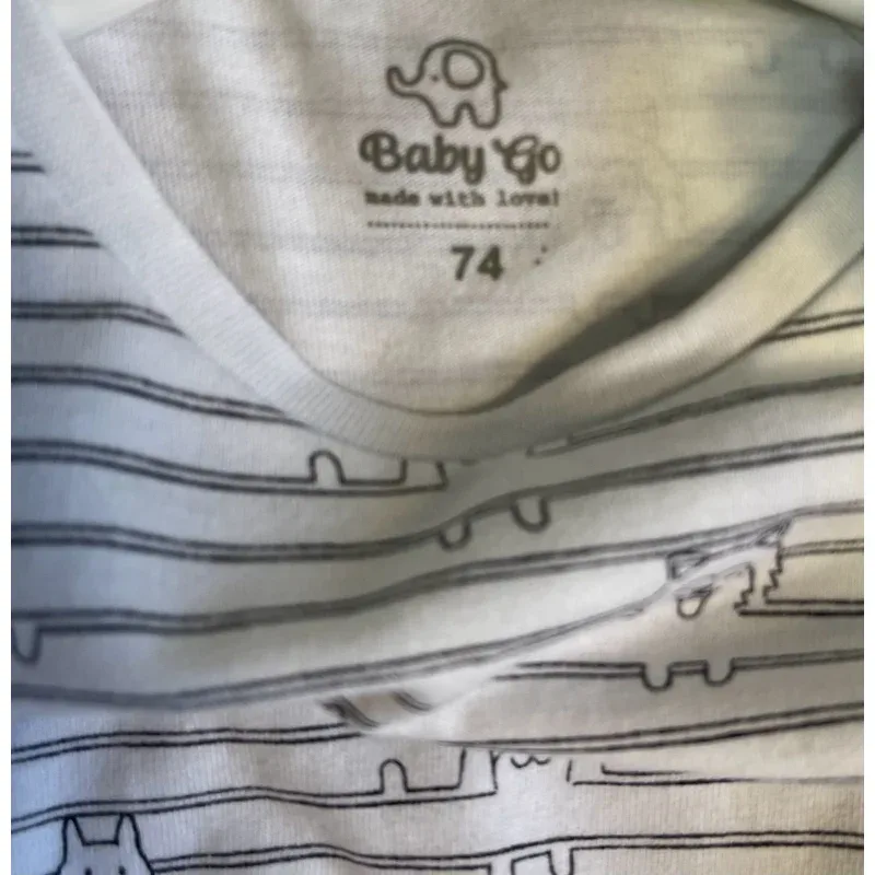 Tricou Bumbac Baby alb gri Cu imprimeu pentru Baieti 74