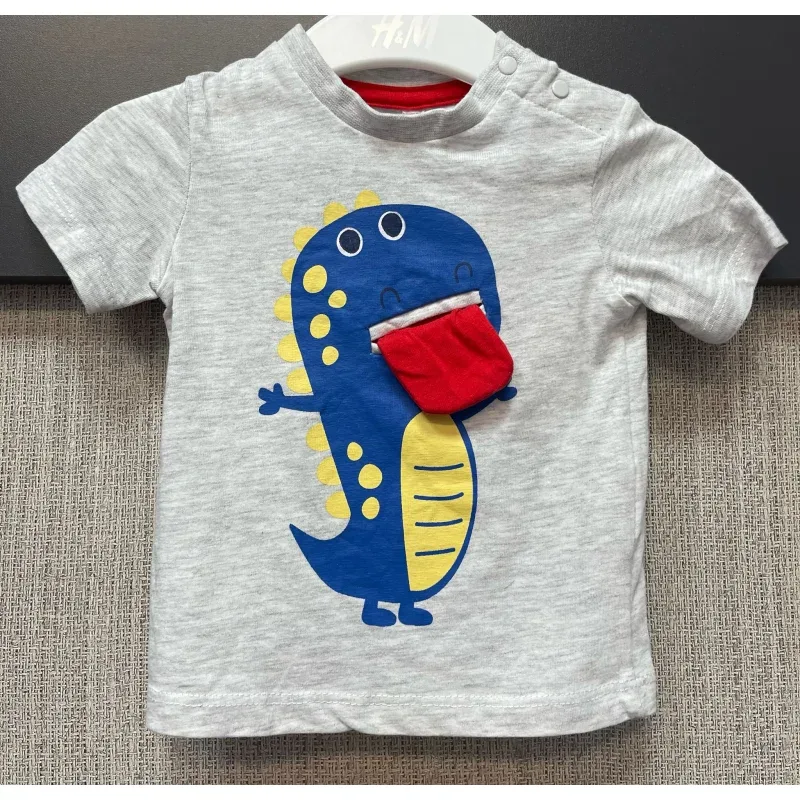 Tricou Bumbac Fără brand gri Cu imprimeu pentru Baieti 62