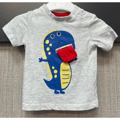 Tricou Bumbac Fără brand gri Cu imprimeu pentru Baieti 62 foto 2