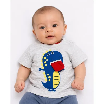 Tricou Bumbac Fără brand gri Cu imprimeu pentru Baieti 62