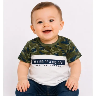 Tricou Bumbac Primark alb kaki Cu imprimeu pentru Baieti 74