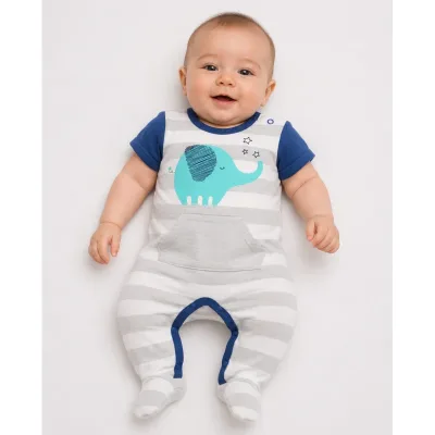 Salopeta Bumbac Pepco alb albastru Cu imprimeu pentru Bebe 68