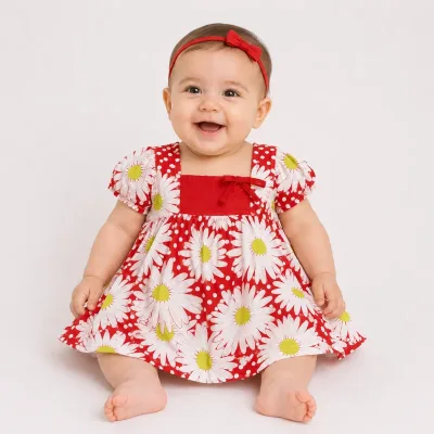 Rochie Bumbac Orchestra bébé alb rosu Cu imprimeu pentru Fete 74