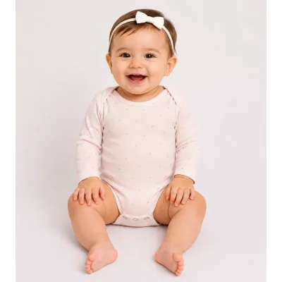Body Bumbac Next Baby trandafiriu Cu imprimeu pentru Fete 80