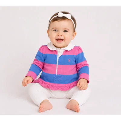 Bluza Bumbac Ralph Lauren roz albastru pentru Fete 74
