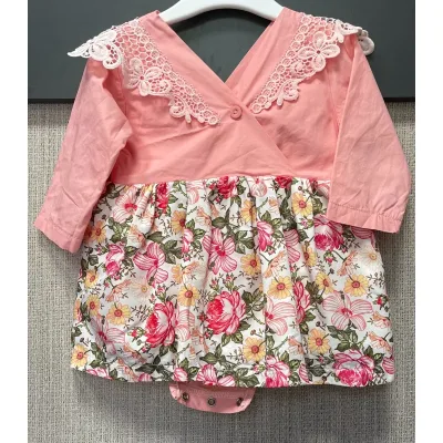 Rochie Bumbac Fără brand trandafiriu Cu imprimeu pentru Bebe 68 foto 3