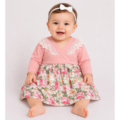 Rochie Bumbac Fără brand trandafiriu Cu imprimeu pentru Bebe 68