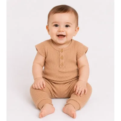 Set Bumbac So Cute caramiziu pentru Bebe 68