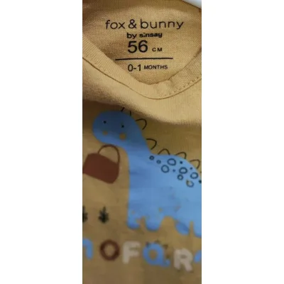 Salopeta Bumbac Fox & Bunny mustar Cu imprimeu pentru Bebe 56 foto 4