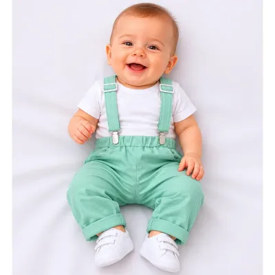 Pantalon Bumbac Fără brand verde menta pentru Bebe 68