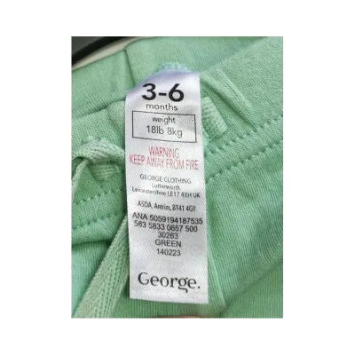 Pantalon Bumbac George verde pentru Bebe 68 foto 4