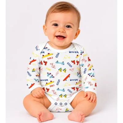Body Bumbac So Cute alb multicolor Cu imprimeu pentru Baieti 74