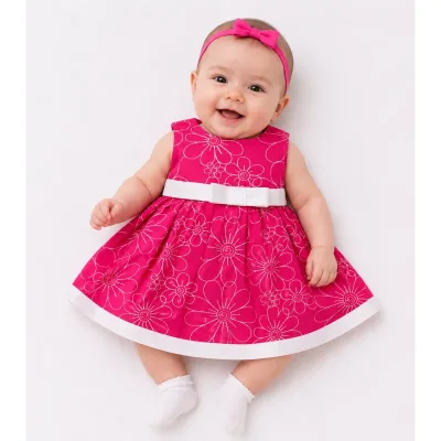 Rochie Bumbac George roz Cu imprimeu pentru Bebe 68