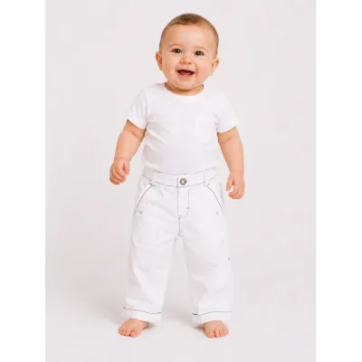 Pantalon Bumbac Fără brand alb pentru Baieti 74