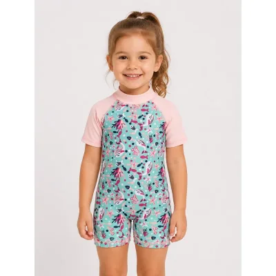 Costum baie Amestec materiale Lupilu roz multicolor Cu imprimeu pentru Fete 98
