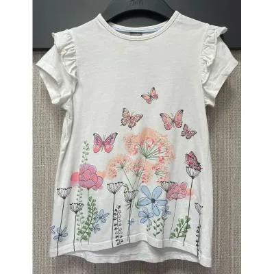 Tricou Bumbac Little Kids alb Cu imprimeu pentru Fete 128 foto 2