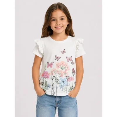 Tricou Bumbac Little Kids alb Cu imprimeu pentru Fete 128