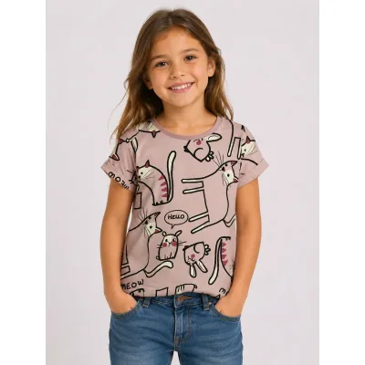 Tricou Bumbac Little Kids roz Cu imprimeu 122