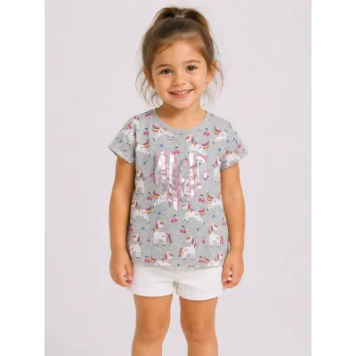 Tricou Bumbac Primark gri Cu imprimeu pentru Fete 104