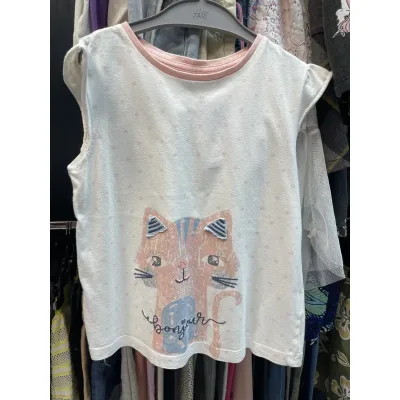 Tricou Bumbac Fără brand Alb roz Cu imprimeu pentru Fete 110