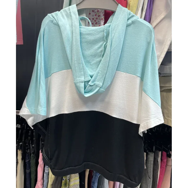 Bluza Amestec materiale Ale-Hop Turcoaz alb negru Cu imprimeu pentru Fete 104