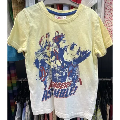 Tricou Bumbac Avengers Galben Cu imprimeu pentru Baieti 104