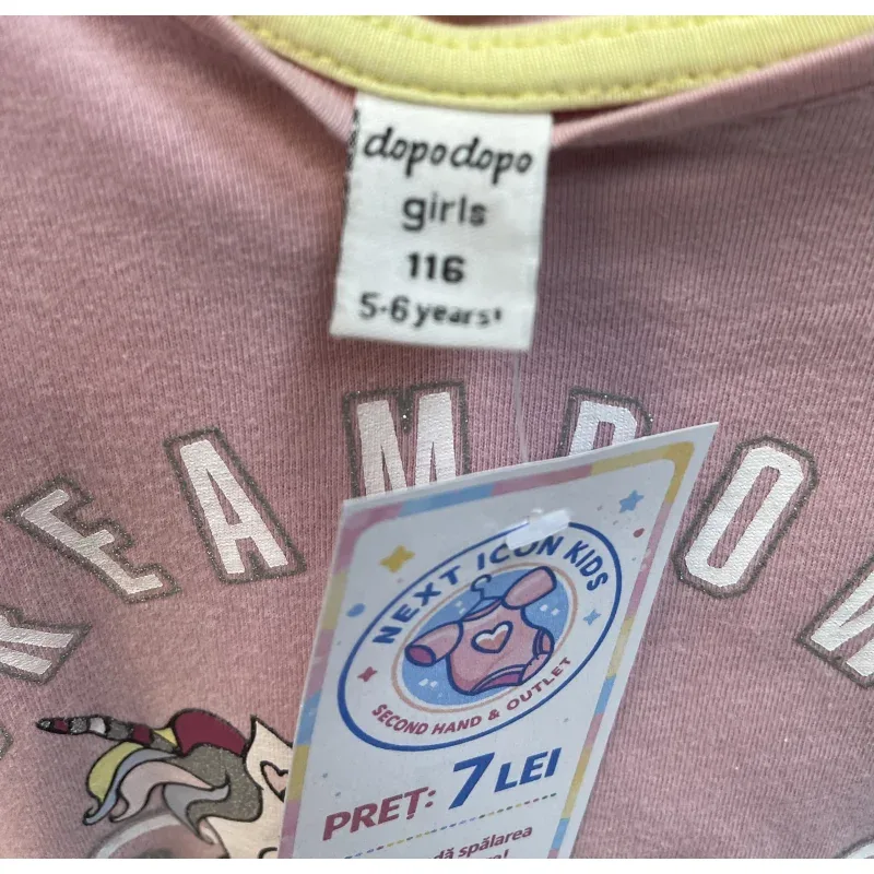 Tricou Bumbac Dopo Dopo Girls Roz Cu imprimeu pentru Fete 116