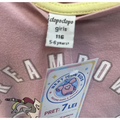 Tricou Bumbac Dopo Dopo Girls Roz Cu imprimeu pentru Fete 116 foto 3