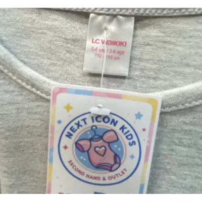 Tricou Bumbac LC Waikiki Gri Cu imprimeu pentru Fete 110 foto 3