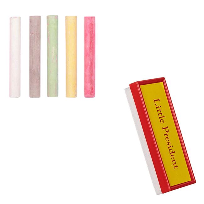 Set Creta Colorata & Alba Subtire de 8cm cu Burete Little President - 25buc foto 2