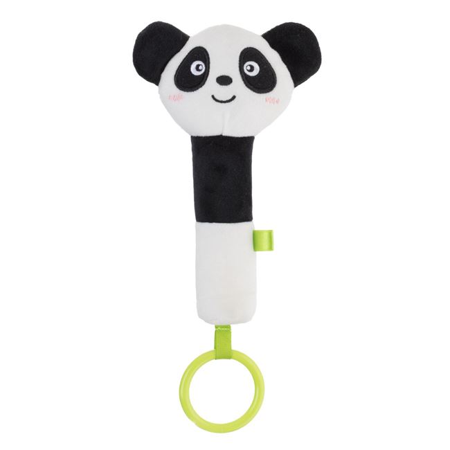 Jucarie Zornaitoare de Plus Panda si Inel de Dentitie 17cm