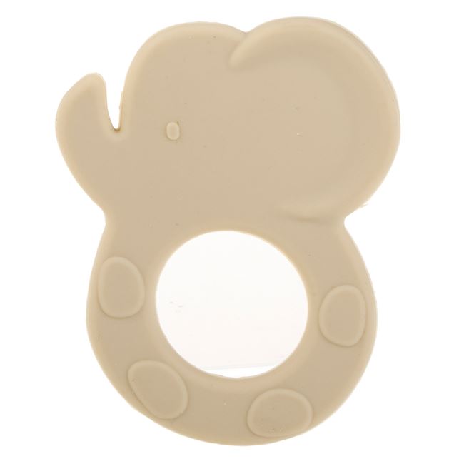 Jucarie de Dentitie din Silicon cu Model Elefant Bej 8x9cm