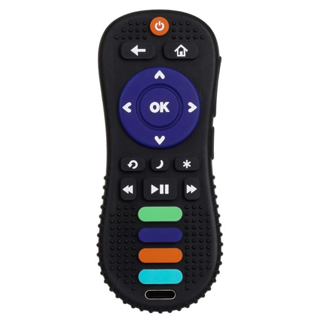 Jucarie de Dentitie din Silicon Telecomanda TV Neagra 5x13cm