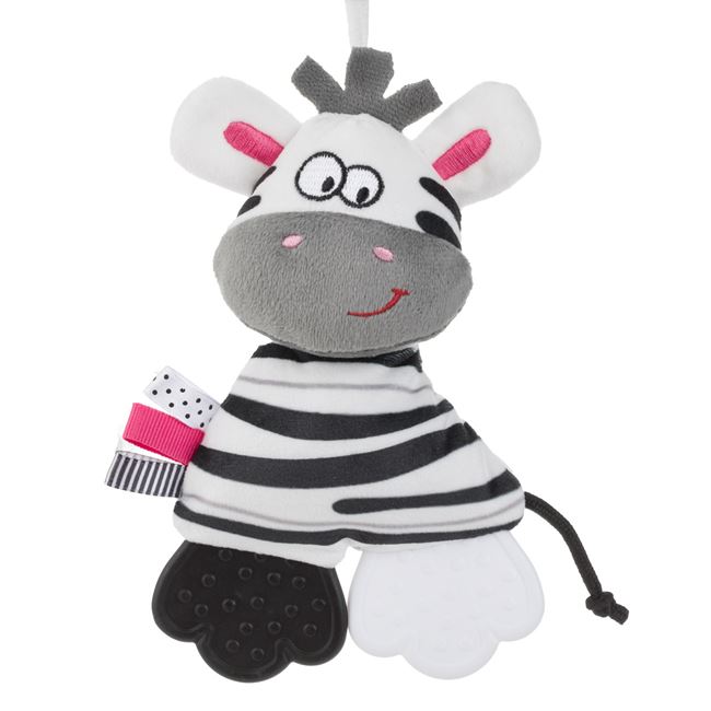 Jucarie pentru Carucior Zebra Alba Neagra cu Sunet 34cm foto 2