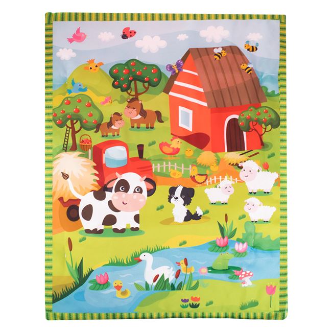 Saltea cu Activitati si Jucarii Detasabile Model Ferma pentru Bebelusi 60x76cm foto 2
