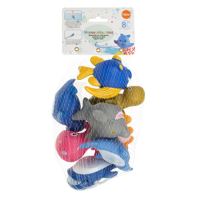 Jucarii pentru Baie Animale Marine de Diferite Culori in Plasa 9cm - 8buc foto 2