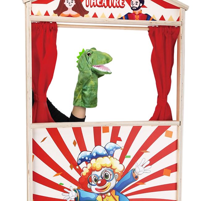 Figurina din Plus Dinozaur Verde pentru Teatru de Papusi 28cm foto 2