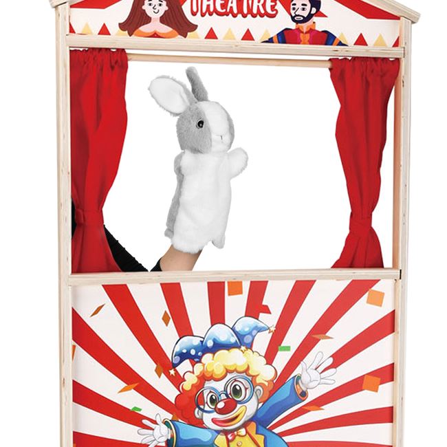 Figurina din Plus Iepuras Gri pentru Teatru de Papusi 28cm foto 2