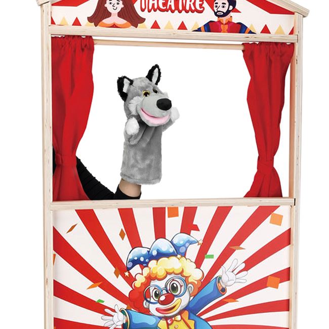 Figurina din Plus Lup Gri pentru Teatru de Papusi 28cm foto 2