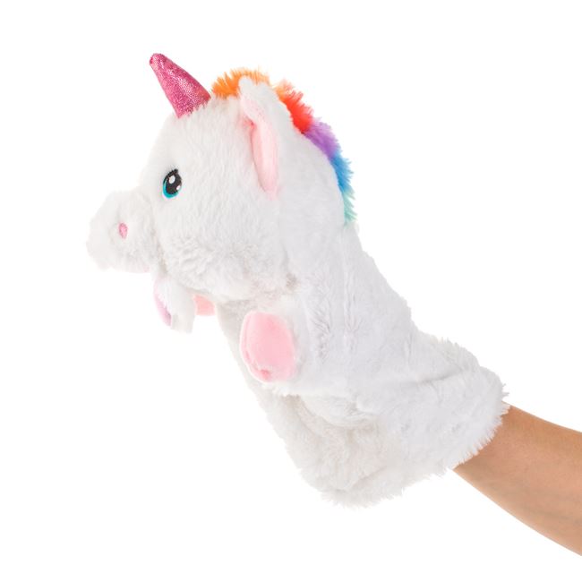 Figurina din Plus Unicorn Alb Roz pentru Teatru de Papusi 30cm foto 2