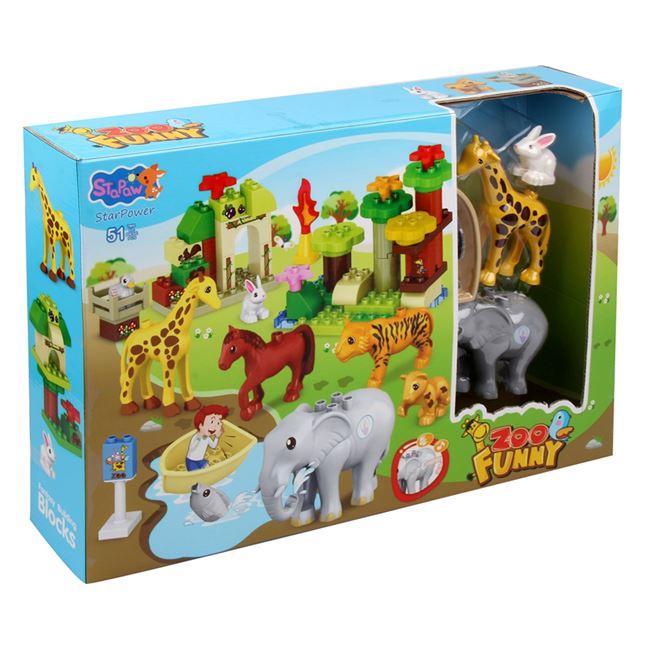 Set Cuburi de Constructie Gradina Zoologica & Figurine - 51 piese foto 2