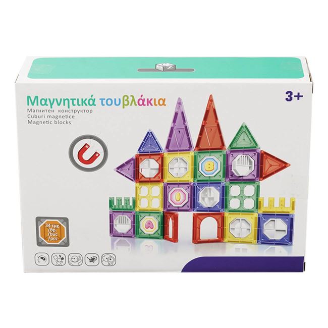 Set Cuburi Magnetice Colorate - 34 de piese foto 2