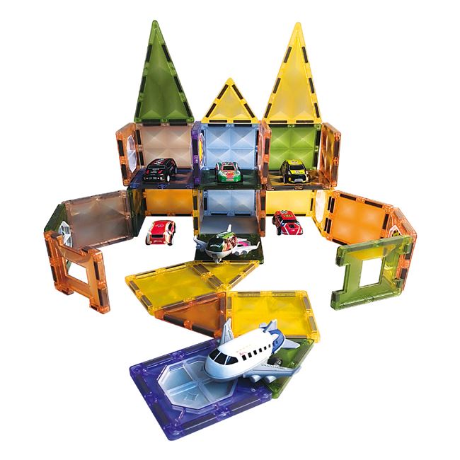 Set Caramizi Magnetice Colorate Masini - 72 de piese foto 2