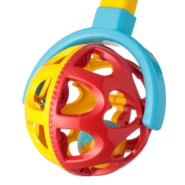 Roata de Impins din Plastic cu Maner Extensibil Galben Rosu 61cm foto 2