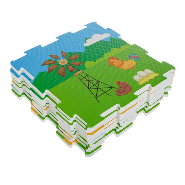 Covor Puzzle cu Model Ferma cu Animale pentru Copii 30,7x30,7cm (9 Piese) foto 2